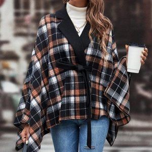 Black Womens Cape Overcoat jacket
